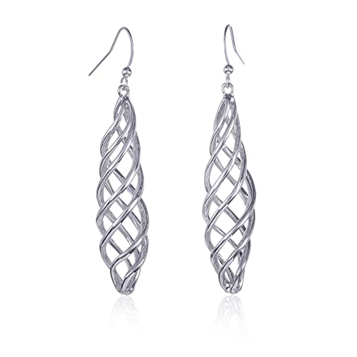 Namana Lange Spiral-Ohrringe für Damen und Mädchen, lange gedrehte Spiral-Ohrhänger für Frauen, ungewöhnliche 3D-Spiral-Ohrringe Hängend aus Silber Namana Lange Spiral-Ohrringe für Damen und Mädchen, lange gedrehte Spiral-Ohrhänger für Frauen, ungewöhnliche 3D-Spiral-Ohrringe Hängend aus Silber von namana