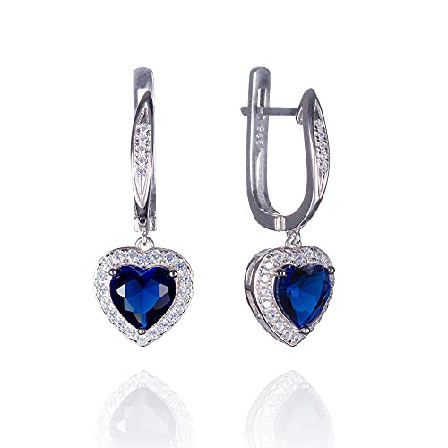 Namana Love Herz Ohrringe für Damen mit herzförmigen blauen Steinen, 925 Sterling Silber Ohrhänger für Frauen mit saphirblauen Steinen und weißem Zirkonia, Blaue Ohrringe mit Geschenkbox. Namana Love Herz Ohrringe für Damen mit herzförmigen blauen Steinen, 925 Sterling Silber Ohrhänger für Frauen mit saphirblauen Steinen und weißem Zirkonia, Blaue Ohrringe mit Geschenkbox. von namana