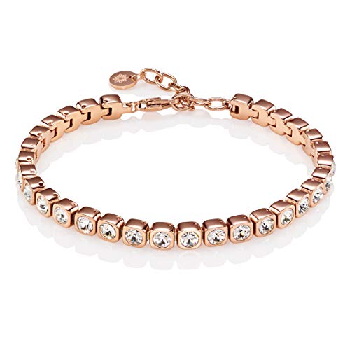 namana Roségold Tennis Armband für Damen, Edelstahlarmband mit Swarovski-Kristallen besetzt, 18 Karat Rosé-Gold vergoldet, Damenarmband mit Geschenkbox (19) von namana