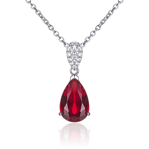 namana Roter Tränen-Anhänger mit Halskette für Damen, 925 Sterling Silber Halsketten für Frauen mit einem birnenförmigen roten Stein und Zirkonia Edelsteinen, Rote Halskette mit Geschenkschachtel namana Roter Tränen-Anhänger mit Halskette für Damen, 925 Sterling Silber Halsketten für Frauen mit einem birnenförmigen roten Stein und Zirkonia Edelsteinen, Rote Halskette mit Geschenkschachtel von namana