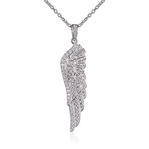 Namana Schöne Engelsflügel Halskette für Damen, 925 Sterling Silber Halskette für Frauen mit Steinen, Kette für Damen aus Silber 925, Sterlingsilber Halskette mit Flügel-Anhänger mit Geschenkbox von namana