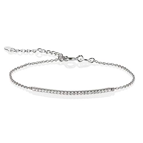namana Steg-Armband Sterling-Silber mit Steinen besetzt, feines Silberarmband für Damen mit AAA-Zirkonia, zierliches Kettenarmband mit Geschenkbox (20) von namana