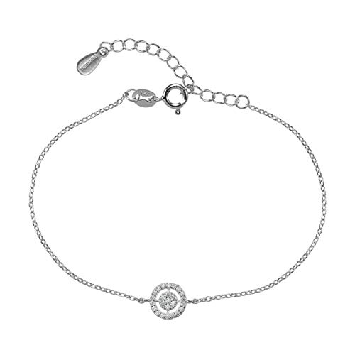 namana Target Armband in Sterling-Silber, feines Silberarmband für Damen mit AAA Zirkonia Steinen, zierliche Armkette mit einer Geschenkbox (18) von namana