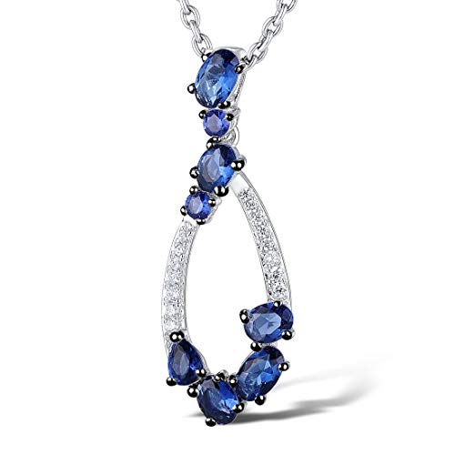 namana Tautropfen-Anhänger mit Halskette für Damen. 925 Sterling Silber Halsketten für Frauen mit blauen Steinen und Zirkonia Edelsteinen. Silberhalskette mit Geschenkbox von namana