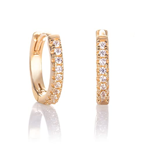 Namana kleine Creolen aus Gold für Damen, Kleine Huggie-Ohrringe für Frauen und Mädchen, vergoldete 925 Sterling Silber Creolen für Damen mit Cubic Zirkonia Steinen, Goldene Huggie-Creolen von namana