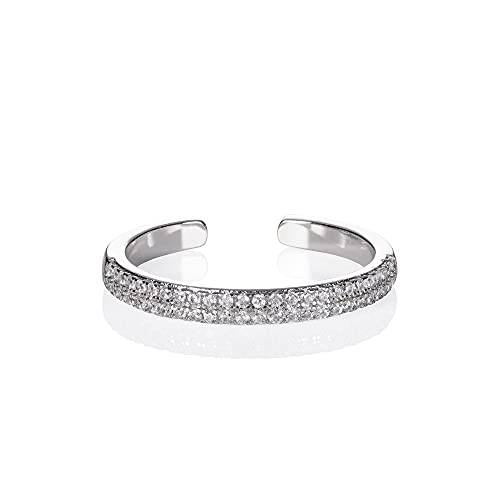 namana offener Silber Ring für Damen mit Zirkonia, verstellbarer Damenring, offener Silberring besetzt mit Zirkonia, Silber Ring mit Stein für Frauen und Teenager, Mädchen von namana