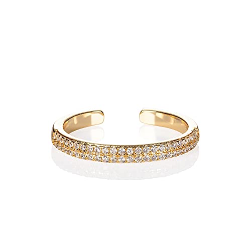 namana offener gold Ring für Damen mit Zirkonia, verstellbarer Damenring, offener goldring besetzt mit Zirkonia, Gold Ring mit Stein für Frauen und Teenager, Mädchen von namana