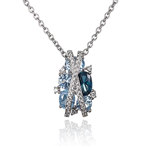 namana 925 Sterling Silber Anhänger Halskette für Frauen mit blauen Steinen. 925 Silberhalskette für Damen mit Nuancen von blauen Steinen. Silberkette und Anhänger mit blauen Edelsteinen von namana