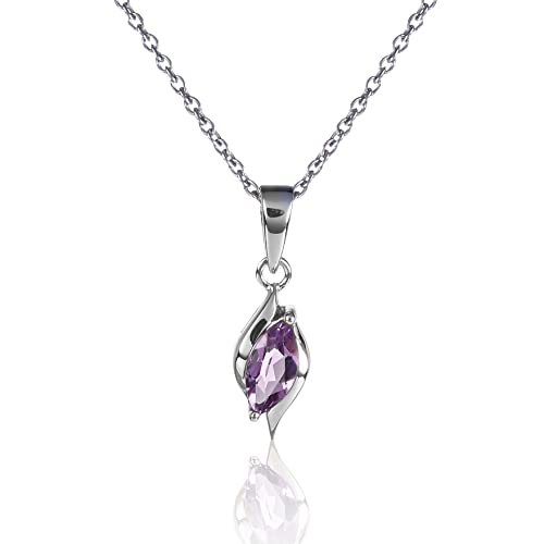 namana 925 Sterling Silber Halskette für Damen mit einem Amethyst Edelstein, 925 Silber Anhänger-Halskette mit einem Amethyst Edelstein im Marquise-Schliff, Natürliche Edelstein-Halskette für Frauen namana 925 Sterling Silber Halskette für Damen mit einem Amethyst Edelstein, 925 Silber Anhänger-Halskette mit einem Amethyst Edelstein im Marquise-Schliff, Natürliche Edelstein-Halskette für Frauen von namana