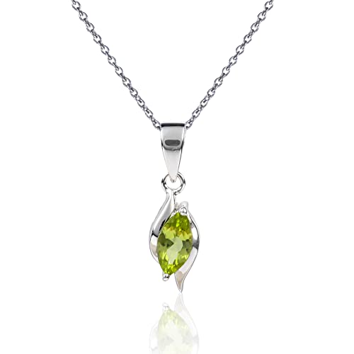 namana 925 Sterling Silber Halskette für Damen mit einem Peridot Edelstein, 925 Silber Anhänger-Halskette mit einem Peridot Edelstein im Marquise-Schliff, Natürliche Edelstein-Halskette für Frauen namana 925 Sterling Silber Halskette für Damen mit einem Peridot Edelstein, 925 Silber Anhänger-Halskette mit einem Peridot Edelstein im Marquise-Schliff, Natürliche Edelstein-Halskette für Frauen von namana