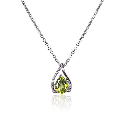 namana 925 Sterling Silber Halskette für Damen mit einem Peridot Edelstein, 925 Silber Anhänger-Halskette mit einem birnenförmigen Peridot Edelstein, Natürliche Edelstein-Halskette für Frauen namana 925 Sterling Silber Halskette für Damen mit einem Peridot Edelstein, 925 Silber Anhänger-Halskette mit einem birnenförmigen Peridot Edelstein, Natürliche Edelstein-Halskette für Frauen von namana
