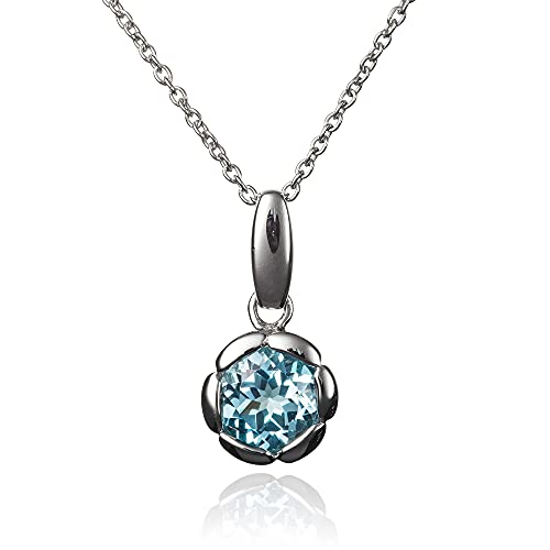 namana 925 Sterling Silber Halskette für Frauen mit einem Blautopas Edelstein, 925 Silber Blau Topas Halskette für Damen, Massive Silberkette und Anhänger mit Halbedelstein, Edelstein-Halskette von namana