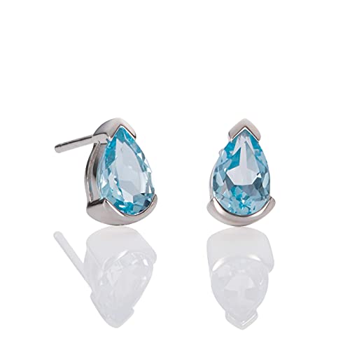 namana 925 Sterling Silber Ohrringe für Frauen mit Blautopas-Edelsteinen, Natur-Edelstein-Ohrringe für Damen, 925 Sterling Silber Ohrstecker mit birnenförmigem Blau Topas, Silber schmuck für Damen von namana