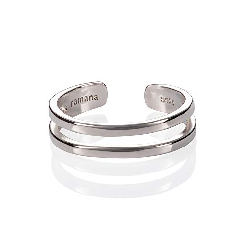 namana 925 Sterling Silber Zehenring für Frauen, Verstellbare Silberringe, Doppelband Ringe, Midi Ringe oder Pinky Ringe für Damen, Niedliche kleine Ringe in Sterling Silber von namana