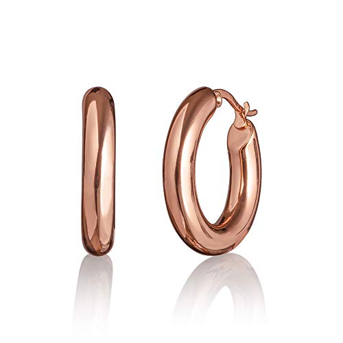 namana Dicke Rose Gold Reifen-Ohrringe für Damen, Rosegold plattiert Edelstahl dicke Creolen für Frauen, große Roségold Hoops für Frauen, Teenager, Mädchen, mit Schmuckbeutel von namana