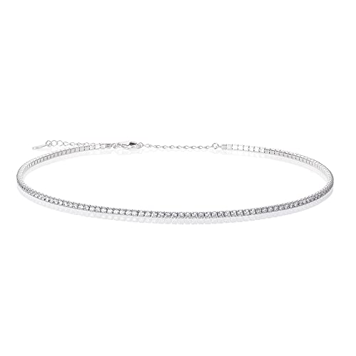 namana Elegante Silber Choker-Halsketten für Frauen und Mädchen, zierliche 925 Sterling Silber Halskette für Frauen mit Cubic Zirkonia Steinen, Sterling Silber Schmuck Geschenke von namana