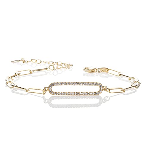 namana Gold Gliederarmband für Frauen und Mädchen, zierliches Goldarmband für Damen mit Zirkonia Steinen besetzt, elegante Goldschmuck Geschenke für Damen von namana