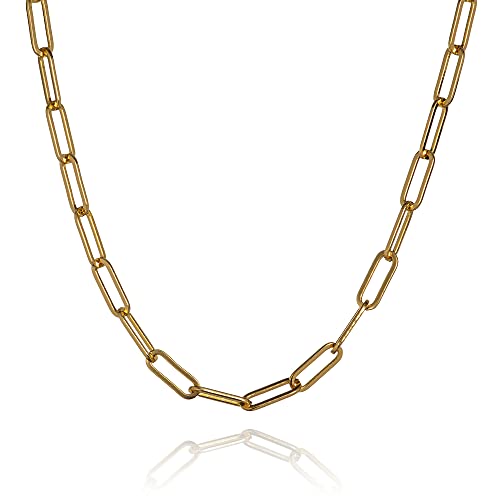 namana Gold Paperclip-Kette Halskette für Frauen, 50cm lange Kette für Damen, Gold-Ketten für Frauen und Mädchen, Chunky Gold Kette für Damen, Goldkette für Damen mit Schmuckbeutel von namana