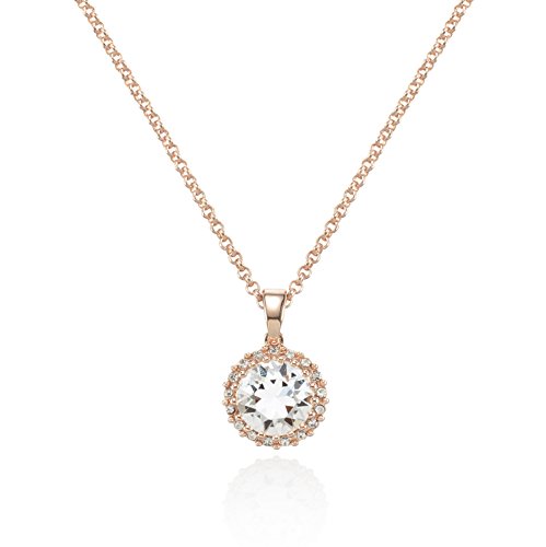 namana Damen-Halskette mit rundem Halo-Anhänger mit Swarovski-Kristallen, Kette und Anhänger für Damen und Mädchen, vergoldet mit Rotgold, Gelbgold oder rhodiniert, Farbe Silber, Messing, Kristall namana Damen-Halskette mit rundem Halo-Anhänger mit Swarovski-Kristallen, Kette und Anhänger für Damen und Mädchen, vergoldet mit Rotgold, Gelbgold oder rhodiniert, Farbe Silber, Messing, Kristall von namana