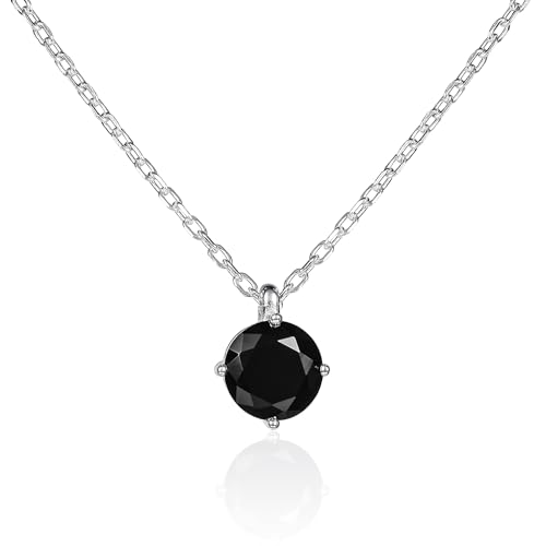 namana Zierliche Schwarze Anhänger-Halskette für Frauen und Mädchen, süße Solitär-Halsketten für Frauen aus 925er Sterling Silber mit einem schwarzen Stein, Schwarze Halskette in 925 Sterling Silber namana Zierliche Schwarze Anhänger-Halskette für Frauen und Mädchen, süße Solitär-Halsketten für Frauen aus 925er Sterling Silber mit einem schwarzen Stein, Schwarze Halskette in 925 Sterling Silber von namana