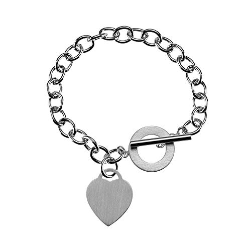 namana Herz Armband für Damen und Mädchen, kräftiges Armband Silber mit Herzanhänger in gebürstetem Finish, Armkette für Damen mit Geschenkbox namana Herz Armband für Damen und Mädchen, kräftiges Armband Silber mit Herzanhänger in gebürstetem Finish, Armkette für Damen mit Geschenkbox von namana