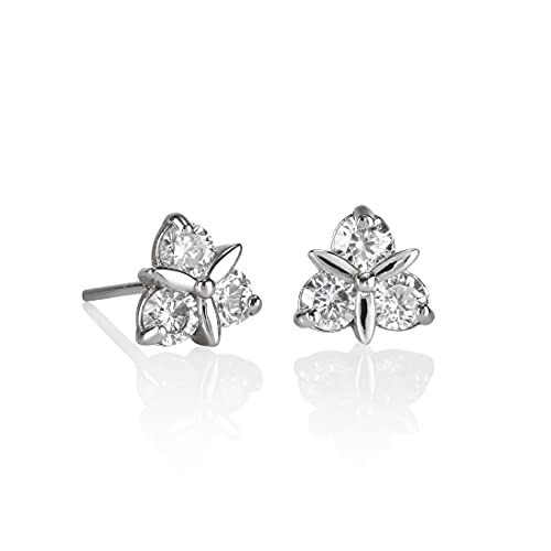 namana Mädchen Ohrringe aus 925 Sterling Silber, süße Ohrringe für Frauen und Mädchen mit drei Steinen, schlichte 925 Sterling Silber Ohrstecker für Damen im Dreiecksdesign, Silberschmuck von namana