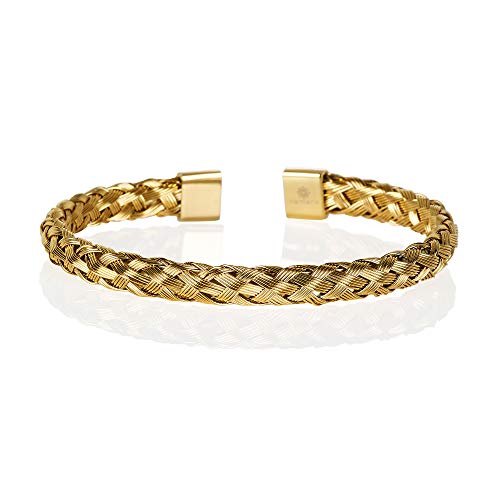 Namana Manschetten-Armband für Männer. Edelstahl geflochtenes Armband für Männer. Herrenarmband in Gold oder Silber. Herrenschmuck mit Geschenkbox von namana