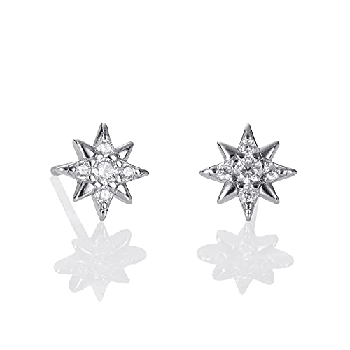 namana Mini Star Ohrringe in 925 Sterling Silber, süße Stern Ohrringe für Frauen und Mädchen im Nordstern-Design, 925 Sterling Silber Tiny Star Ohrstecker für Damen mit Cubic Zirkonia Steinen von namana