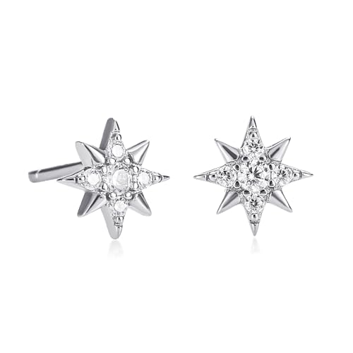 namana Mini Star Ohrringe in 925 Sterling Silber, süße Stern Ohrringe für Frauen und Mädchen im Nordstern-Design, 925 Sterling Silber Tiny Star Ohrstecker für Damen mit Cubic Zirkonia Steinen von namana