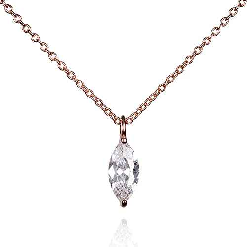 namana Niedliche Rosegold Solitär-Anhänger-Halskette für Frauen und Mädchen, 925 Sterling Silber Halskette für Damen mit einem einzelnen Marquise-förmigen Stein mit Geschenkbox namana Niedliche Rosegold Solitär-Anhänger-Halskette für Frauen und Mädchen, 925 Sterling Silber Halskette für Damen mit einem einzelnen Marquise-förmigen Stein mit Geschenkbox von namana