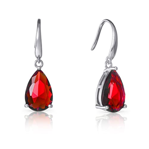 namana Ohrringe aus 925er Sterlingsilber für Damen und Mädchen mit roten Steinen, tropfenförmige rubinrote Ohrhänger für Frauen, silber Tropfenohrringe mit rubinroten Steinen namana Ohrringe aus 925er Sterlingsilber für Damen und Mädchen mit roten Steinen, tropfenförmige rubinrote Ohrhänger für Frauen, silber Tropfenohrringe mit rubinroten Steinen von namana