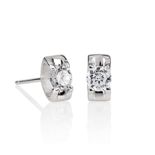 namana Rechteckige Ohrringe aus 925 Sterling Silber, Süße Ohrringe für Frauen und Mädchen mit Cubic Zirkonia, Einfache 925 Sterling Silber Ohrstecker für Damen, Silberschmuck mit Geschenkbox von namana