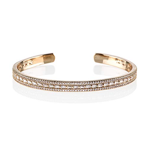 namana Roségold-Armspange für Damen, Roségold-Manschetten-Armband für Frauen, Roségold-Armreif für Damen, besetzt mit Zirkonia, offener Armschmuck mit Geschenkbox namana Roségold-Armspange für Damen, Roségold-Manschetten-Armband für Frauen, Roségold-Armreif für Damen, besetzt mit Zirkonia, offener Armschmuck mit Geschenkbox von namana