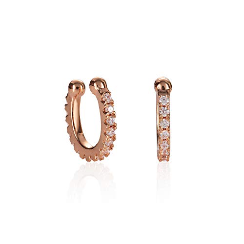 namana Rosegold Ear Cuffs für Frauen, stilvolle Rosegold Manschetten-Ohrringe mit Zirkonia-Edelsteinen, ein Paar falsche Ohrringe für Damen, Teenager, Mädchen ohne Ohrlöcher in Schmuckbeutel von namana