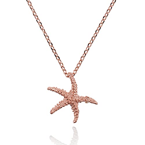 namana Rosegold Seestern Anhänger mit Halskette fur Damen, gebürstetes Finish, Starfish Anhänger mit Ketten für Frauen und Teenager, Mädchen, Rosegold Seestern Kette fur Damen, nautischer Schmuck von namana