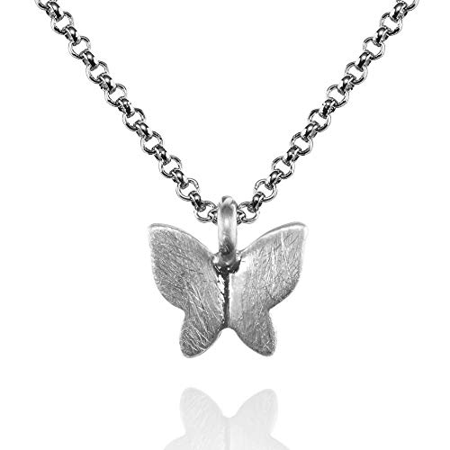 namana Schmetterling Kette für Damen und Mädchen, Silber Anhänger mit Halskette für Frauen, Schmetterlingskette aus Silber mit elegantem gebürstetem Finish von namana