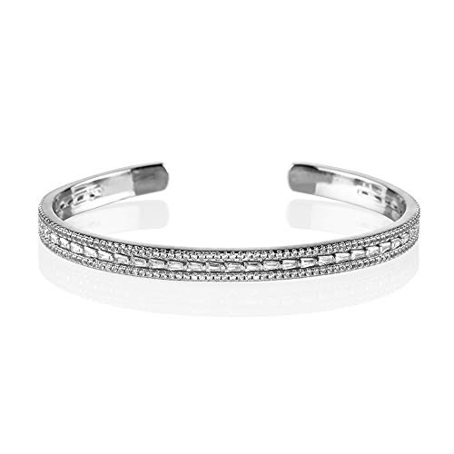 namana Silber Armspange für Damen, Silber-Manschetten-Armband für Frauen, Silber Armreif für Damen, besetzt mit Zirkonia, offener Armschmuck mit Geschenkbox namana Silber Armspange für Damen, Silber-Manschetten-Armband für Frauen, Silber Armreif für Damen, besetzt mit Zirkonia, offener Armschmuck mit Geschenkbox von namana