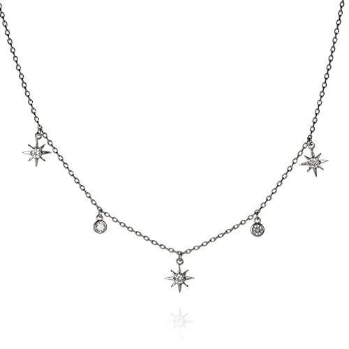 namana Silber Collier Halskette für Frauen, Halsreif-Kette mit Nordstern-Anhängern, Silberkette für Damen, Damenschmuck-Geschenke für Frauen, Choker-Halsketten und Mädchen von namana