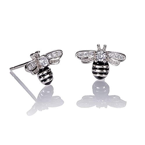 namana Silber Hummel Ohrstecker fur Frauen, Auffällige 925 Sterling Silber Bienen Ohrringe für Damen und Teenager, Mädchen, Bienen Geschenke für Frauen, Silber 925 Bienen Schmuck fur Damen von namana