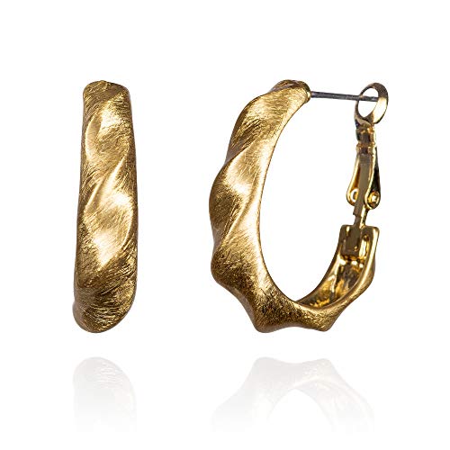 namana Twisted Gold Reifen-Ohrringe für Damen, vergoldete dicke Creolen für Frauen, große Gold Hoops für Frauen, Teenager, Mädchen mit elegantem gebürstetem Finish, Schmuck-Geschenke für Frauen von namana