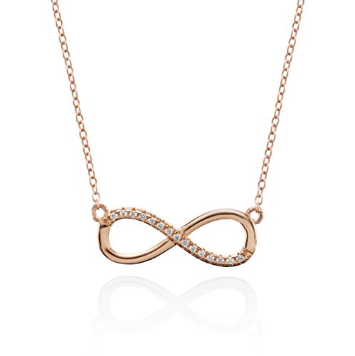 NAMANA Halskette mit Unendlichkeitszeichen mit Zirkonia, 18 Karat Roségold vergoldet oder rhodinierte Sterling Silber Halskette, Unendlichkeitszeichen Anhänger mit Geschenkschachtel (Rosegold, Silber) NAMANA Halskette mit Unendlichkeitszeichen mit Zirkonia, 18 Karat Roségold vergoldet oder rhodinierte Sterling Silber Halskette, Unendlichkeitszeichen Anhänger mit Geschenkschachtel (Rosegold, Silber) von namana