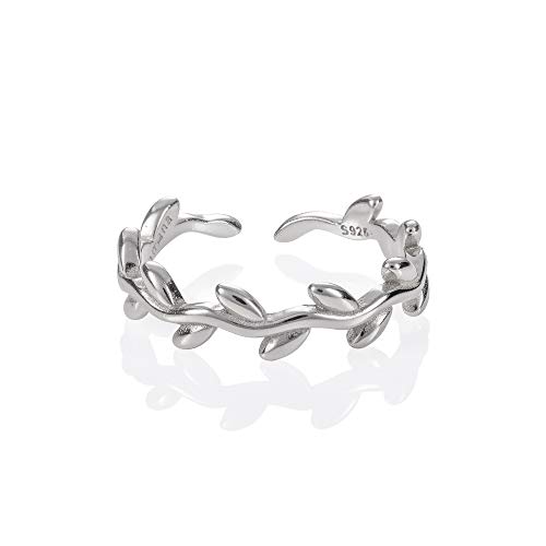 namana Verstellbarer 925 Sterling Silber Zehenring für Frauen, Silber Zehenringe mit Blattmuster und Ranken, Knöchelringe, Midi & Pinky-Ringe für Damen und Teenager, Mädchen von namana