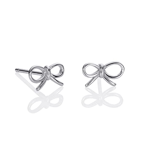 namana Zarte Schleifen-Ohrringe aus 925 Sterling Silber, Zierliche Mädchen-Ohrringe im Schleifenmuster, 925 Sterling Silber Schleifen-Ohrstecker für Frauen und Mädchen, Silberschmuck für Damen von namana