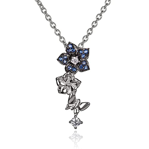 namana Zierliche Schmetterling und Blume Halskette für Frauen, 925 Sterling Silber Anhänger für Damen mit blauen und klaren Cubic Zirkonia Steinen, Silberschmuck Geschenke namana Zierliche Schmetterling und Blume Halskette für Frauen, 925 Sterling Silber Anhänger für Damen mit blauen und klaren Cubic Zirkonia Steinen, Silberschmuck Geschenke von namana
