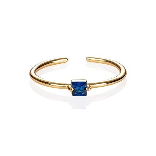 namana blauer Ring in Gold für Frauen, verstellbarer offener Ring für Damen mit einem blauen Stein, vergoldeter Damenring mit einem dunkelblauen Stein, einfacher Goldring für Frauen, Teens, Mädchen von namana