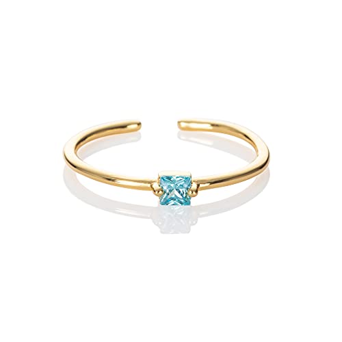 namana blauer Ring in Gold für Frauen, verstellbarer offener Ring für Damen mit einem blauen Stein, vergoldeter Damenring mit einem hellblauen Stein, einfacher Goldring für Frauen, Teens, Mädchen von namana