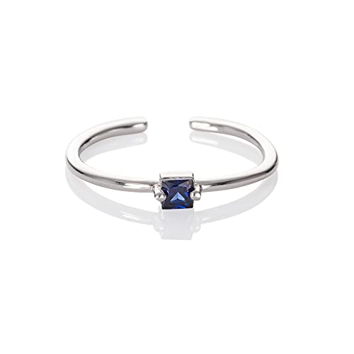 namana blauer Ring in Silber für Frauen, verstellbarer offener Ring für Damen mit einem blauen Stein, Silber Damenring mit einem dunkelblauen Stein, einfacher Silberring für Frauen, Teens, Mädchen von namana