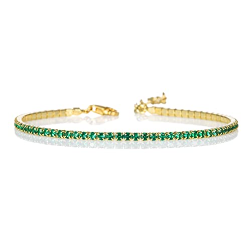 namana grüne Tennis Armbänder für Damen und Mädchen, zierliches Gold-Tennisarmband mit grünen Zirkonia-Steinen, niedliches dünnes Gold-grünem-Armband namana grüne Tennis Armbänder für Damen und Mädchen, zierliches Gold-Tennisarmband mit grünen Zirkonia-Steinen, niedliches dünnes Gold-grünem-Armband von namana
