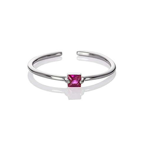 namana rosa Ring in Silber für Frauen, Verstellbarer offener Ring für Damen mit einem rosa Stein, Silber Damenring mit einem tiefrosa Stein, einfacher Silberring für Frauen, Teens, Mädchen von namana