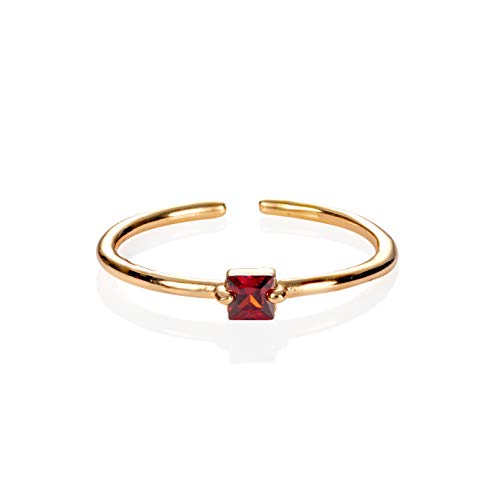 namana roter Ring in Gold für Frauen, verstellbarer offener Ring für Damen mit einem roten Stein, vergoldeter Damenring mit einem roten Stein, einfacher Goldring für Frauen, Teens und Mädchen von namana